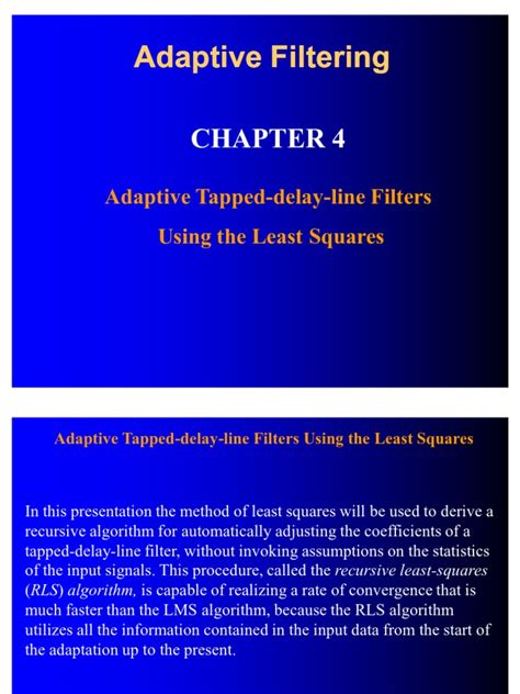 Adaptive Filtering Chapter4